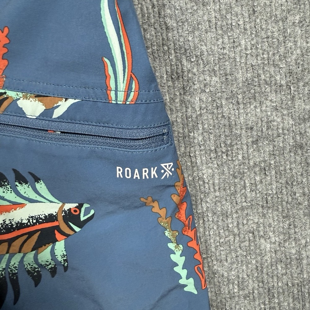 Roark Passage Series Fish Print Board Shorts Men's Size 30 Swim Trunks Blue - Picture 7 of 8